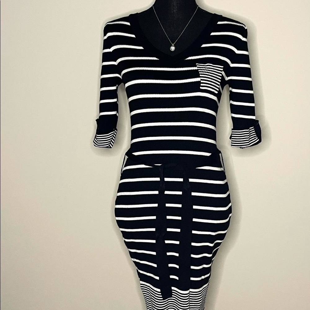 Pink Rose Women's Black and White Sweater Dress